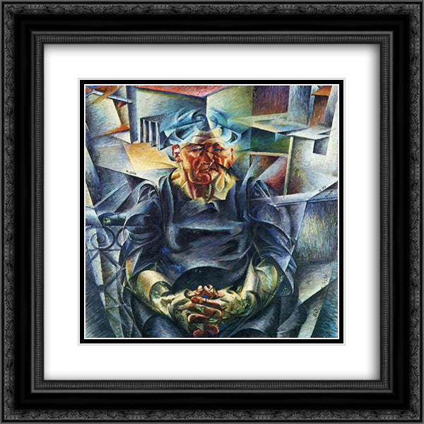 Horizontal Volumes 20x20 Black Ornate Wood Framed Art Print Poster with Double Matting by Boccioni, Umberto