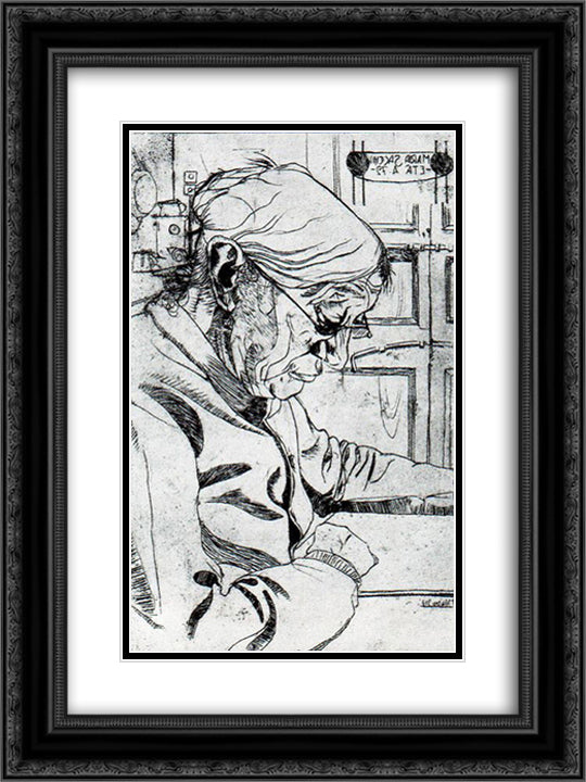 Maria Sacchi Reading 18x24 Black Ornate Wood Framed Art Print Poster with Double Matting by Boccioni, Umberto
