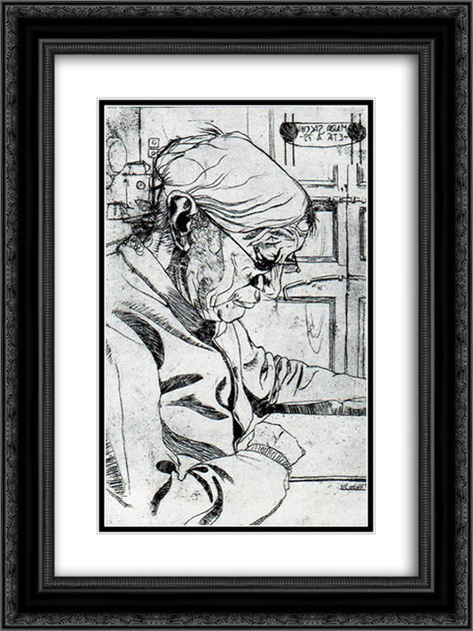 Maria Sacchi Reading 18x24 Black Ornate Wood Framed Art Print Poster with Double Matting by Boccioni, Umberto