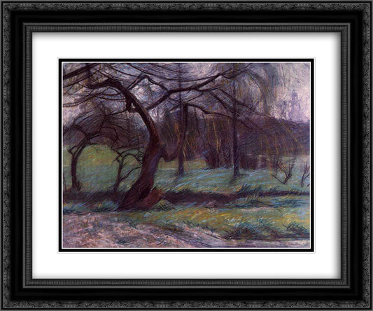 Moorland 24x20 Black Ornate Wood Framed Art Print Poster with Double Matting by Boccioni, Umberto