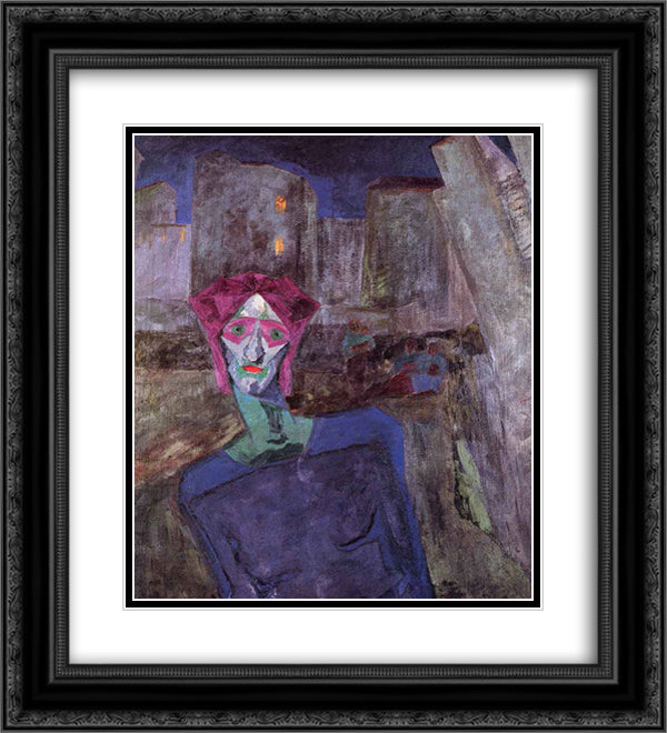 Nocturne 20x22 Black Ornate Wood Framed Art Print Poster with Double Matting by Boccioni, Umberto