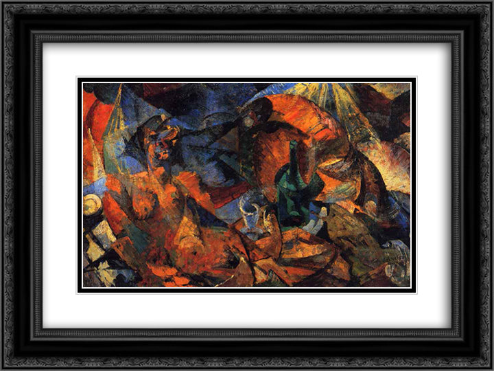 Nude (complementary model of form-color) 24x18 Black Ornate Wood Framed Art Print Poster with Double Matting by Boccioni, Umberto