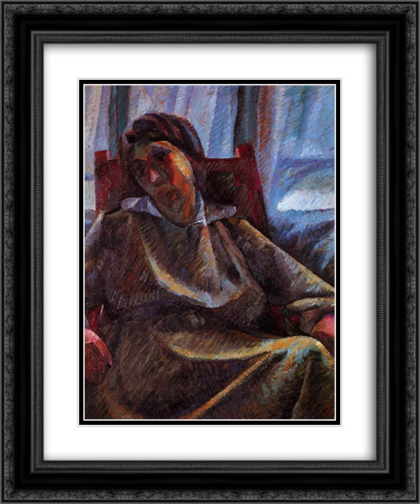 Plastic synthesis - seated person 20x24 Black Ornate Wood Framed Art Print Poster with Double Matting by Boccioni, Umberto