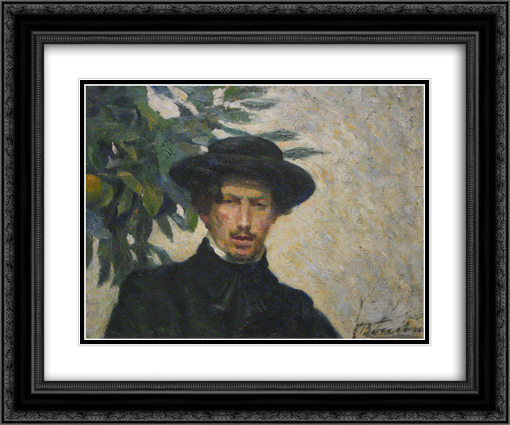 Self-portrait 24x20 Black Ornate Wood Framed Art Print Poster with Double Matting by Boccioni, Umberto