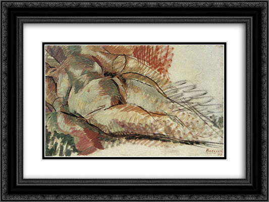 Simultaneous Nude 24x18 Black Ornate Wood Framed Art Print Poster with Double Matting by Boccioni, Umberto