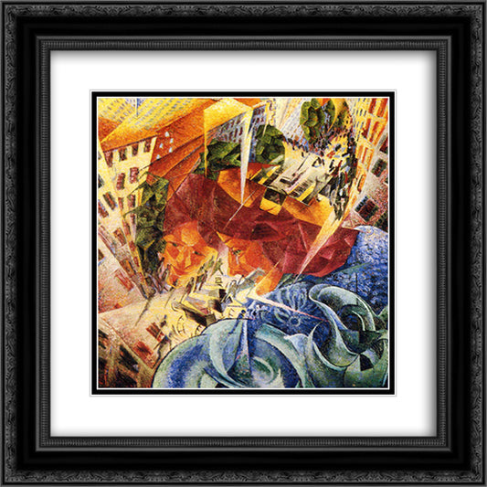 Simultaneous Visions 20x20 Black Ornate Wood Framed Art Print Poster with Double Matting by Boccioni, Umberto