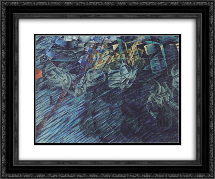 States of Mind Those Who Go 24x20 Black Ornate Wood Framed Art Print Poster with Double Matting by Boccioni, Umberto