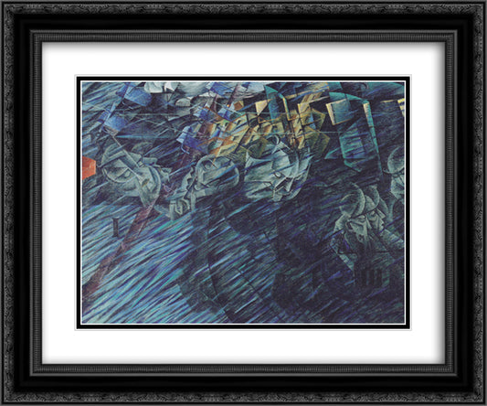 States of Mind Those Who Go 24x20 Black Ornate Wood Framed Art Print Poster with Double Matting by Boccioni, Umberto
