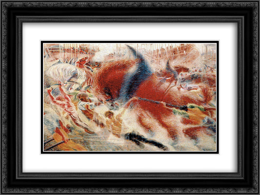 The City Rises 24x18 Black Ornate Wood Framed Art Print Poster with Double Matting by Boccioni, Umberto
