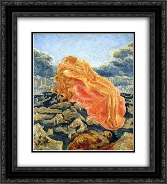 The dream (Paolo and Francesca) 20x22 Black Ornate Wood Framed Art Print Poster with Double Matting by Boccioni, Umberto