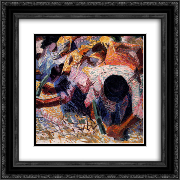 The Street Pavers 20x20 Black Ornate Wood Framed Art Print Poster with Double Matting by Boccioni, Umberto