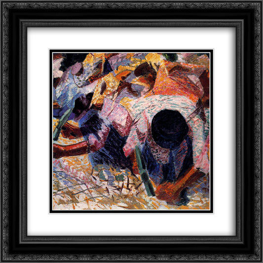 The Street Pavers 20x20 Black Ornate Wood Framed Art Print Poster with Double Matting by Boccioni, Umberto
