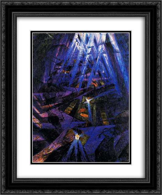 The Strengths of a Street 20x24 Black Ornate Wood Framed Art Print Poster with Double Matting by Boccioni, Umberto