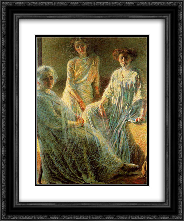 Three Women 20x24 Black Ornate Wood Framed Art Print Poster with Double Matting by Boccioni, Umberto