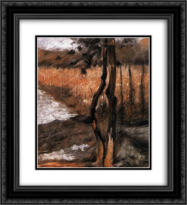 Trees 20x22 Black Ornate Wood Framed Art Print Poster with Double Matting by Boccioni, Umberto