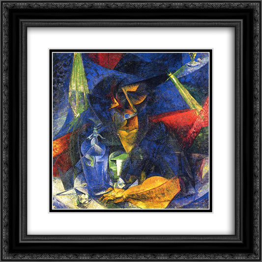 Woman in a Cafe Compenetrations of Lights and Planes 20x20 Black Ornate Wood Framed Art Print Poster with Double Matting by Boccioni, Umberto