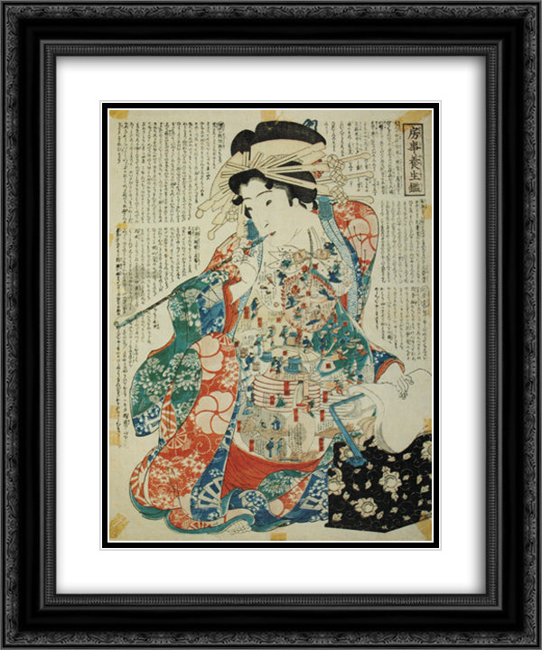 Sexual Life Rules 20x24 Black Ornate Wood Framed Art Print Poster with Double Matting by Kunisada II, Utagawa