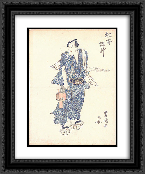 Matsumoto Kinsho (aka Matsumoto Koshiro V) 20x24 Black Ornate Wood Framed Art Print Poster with Double Matting by Toyokuni, Utagawa