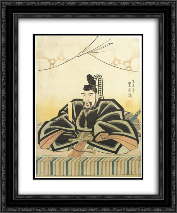 The scholar Sugawara no Michizane 20x24 Black Ornate Wood Framed Art Print Poster with Double Matting by Toyokuni, Utagawa