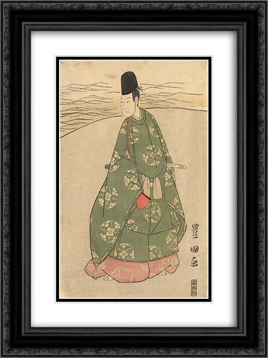 The Heian Courtier 18x24 Black Ornate Wood Framed Art Print Poster with Double Matting by Toyokuni II, Utagawa