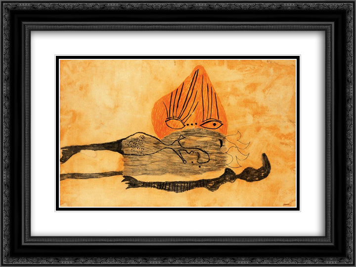 Fire-Eye 24x18 Black Ornate Wood Framed Art Print Poster with Double Matting by Lajos, Vajda