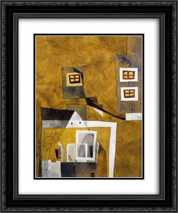 Floating Houses 20x24 Black Ornate Wood Framed Art Print Poster with Double Matting by Lajos, Vajda