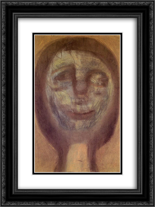 Green Clown Mask 18x24 Black Ornate Wood Framed Art Print Poster with Double Matting by Lajos, Vajda