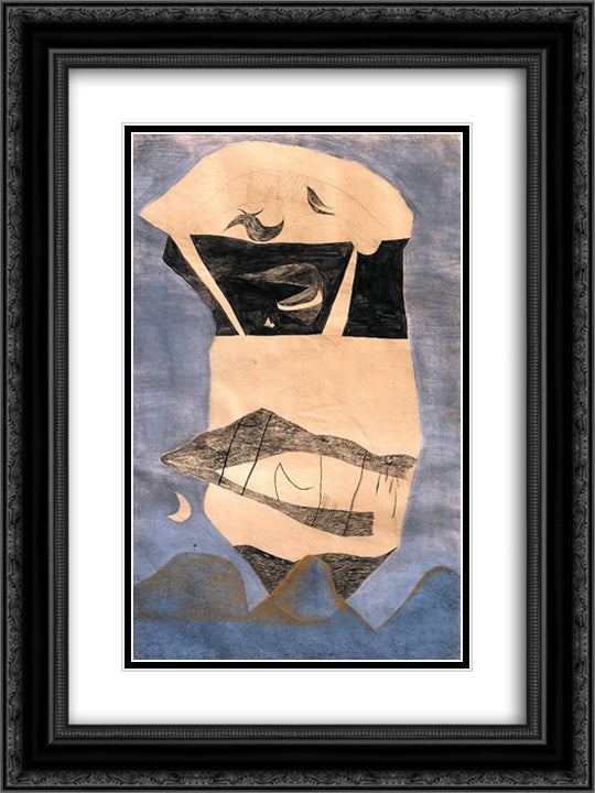 Huge Landscape Mask 18x24 Black Ornate Wood Framed Art Print Poster with Double Matting by Lajos, Vajda