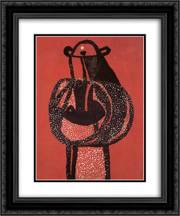 Mask Icon 20x24 Black Ornate Wood Framed Art Print Poster with Double Matting by Lajos, Vajda