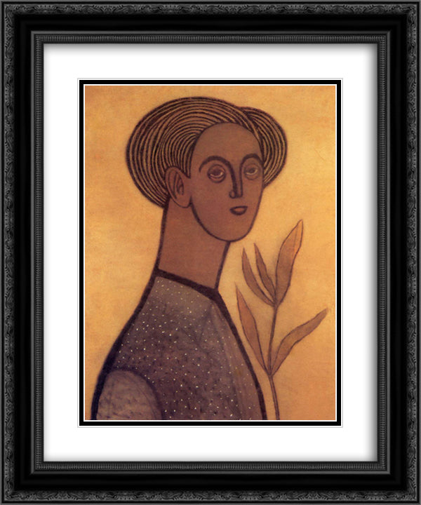 Self-portrait 20x24 Black Ornate Wood Framed Art Print Poster with Double Matting by Lajos, Vajda