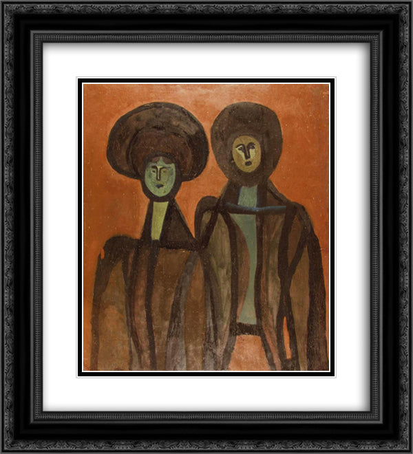 Sisters 20x22 Black Ornate Wood Framed Art Print Poster with Double Matting by Lajos, Vajda