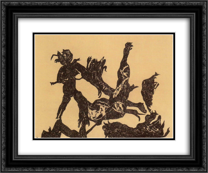 War - fight 24x20 Black Ornate Wood Framed Art Print Poster with Double Matting by Lajos, Vajda