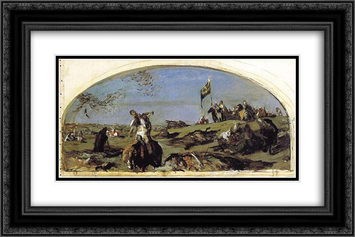 After the Battle of Kulikovo 24x16 Black Ornate Wood Framed Art Print Poster with Double Matting by Serov, Valentin