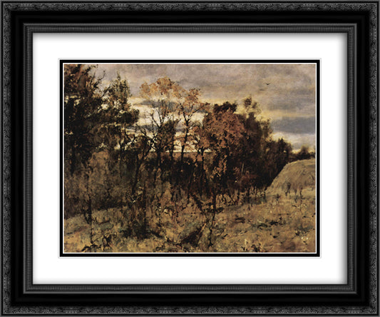 Autumn evening. Domotkanovo 24x20 Black Ornate Wood Framed Art Print Poster with Double Matting by Serov, Valentin