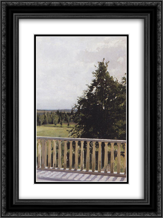Balcony 18x24 Black Ornate Wood Framed Art Print Poster with Double Matting by Serov, Valentin