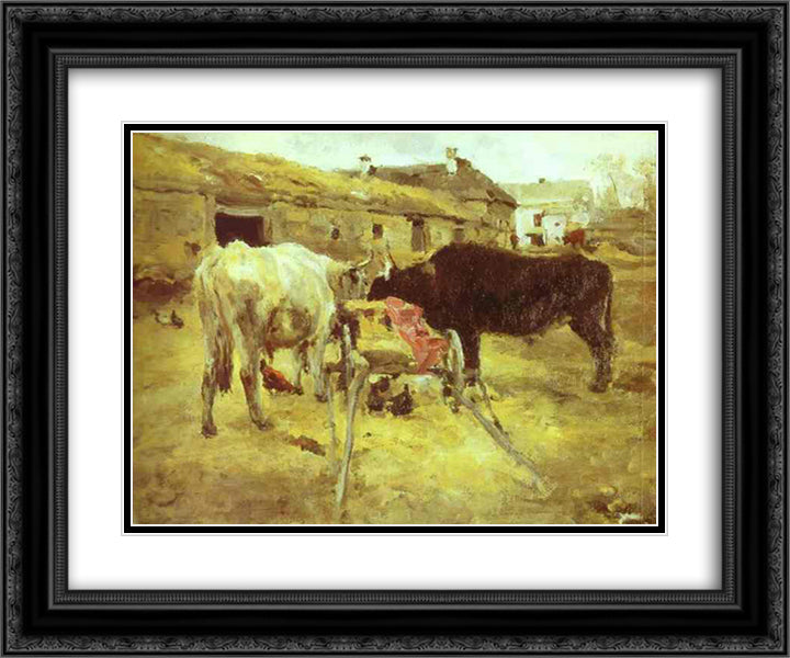 Bullocks 24x20 Black Ornate Wood Framed Art Print Poster with Double Matting by Serov, Valentin