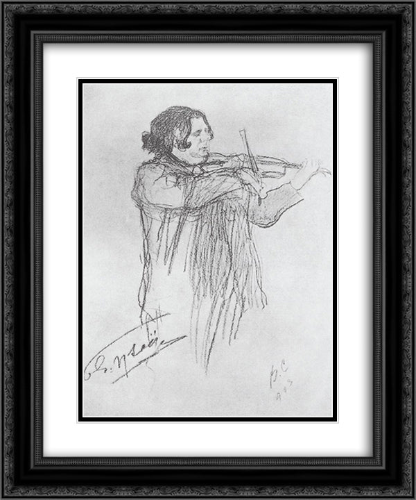 Eugene Ysaye 20x24 Black Ornate Wood Framed Art Print Poster with Double Matting by Serov, Valentin