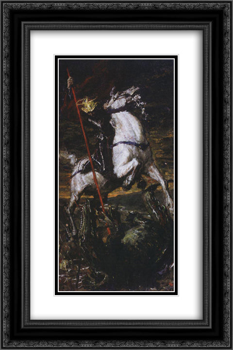 George the Victorious 16x24 Black Ornate Wood Framed Art Print Poster with Double Matting by Serov, Valentin