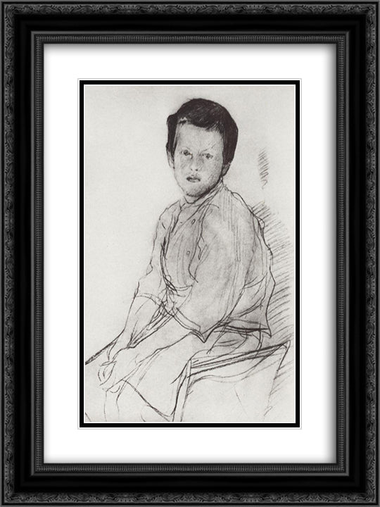 Misha Serov 18x24 Black Ornate Wood Framed Art Print Poster with Double Matting by Serov, Valentin