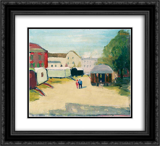 Gypsy Caravan with Three Figures 22x20 Black Ornate Wood Framed Art Print Poster with Double Matting by Varlin