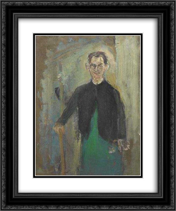 Hotel Worker 20x24 Black Ornate Wood Framed Art Print Poster with Double Matting by Varlin