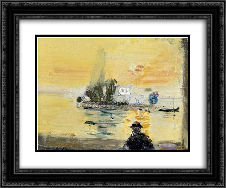 Insel Salagnon bei Clarens 24x20 Black Ornate Wood Framed Art Print Poster with Double Matting by Varlin