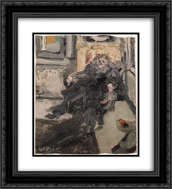 Niederdorf - Sepp 20x22 Black Ornate Wood Framed Art Print Poster with Double Matting by Varlin