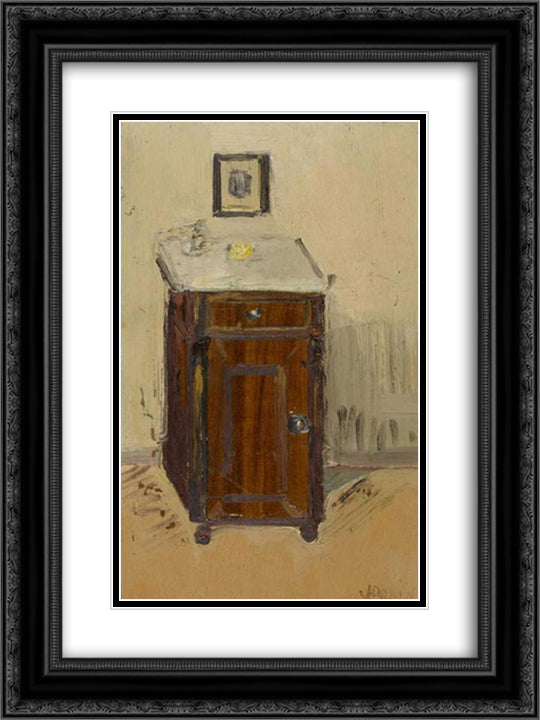 Night Table 18x24 Black Ornate Wood Framed Art Print Poster with Double Matting by Varlin