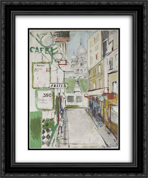 Rue de Steinkerque in Paris 20x24 Black Ornate Wood Framed Art Print Poster with Double Matting by Varlin