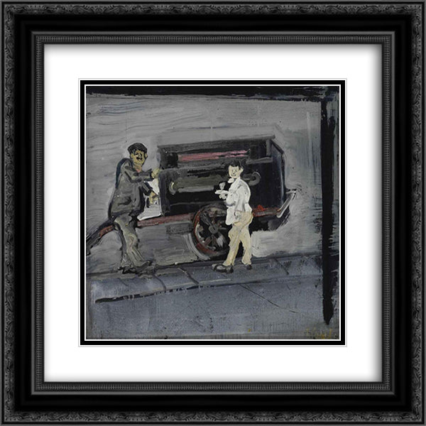 Scugnizzo vor einer Drehorgel in Neapel 20x20 Black Ornate Wood Framed Art Print Poster with Double Matting by Varlin