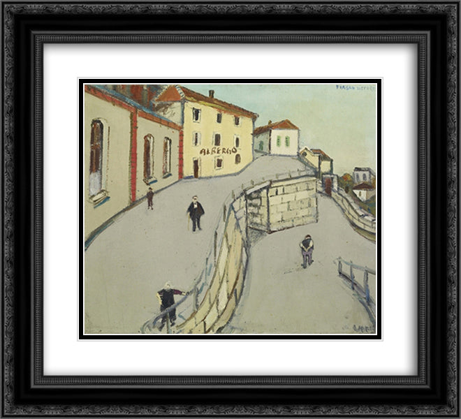 Via San Vittore (Locarno) 22x20 Black Ornate Wood Framed Art Print Poster with Double Matting by Varlin