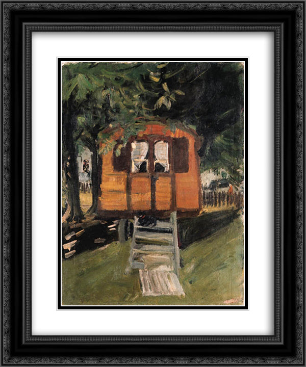 Zirkuswagen mit Hund 20x24 Black Ornate Wood Framed Art Print Poster with Double Matting by Varlin