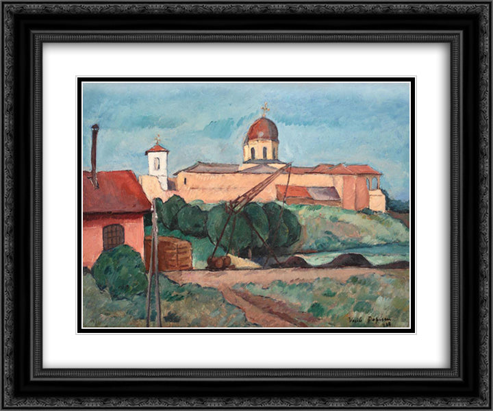 Comana Landscape 24x20 Black Ornate Wood Framed Art Print Poster with Double Matting by Popescu, Vasile