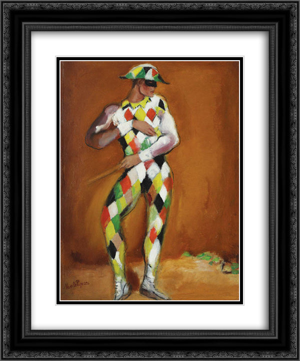Harlequin 20x24 Black Ornate Wood Framed Art Print Poster with Double Matting by Popescu, Vasile